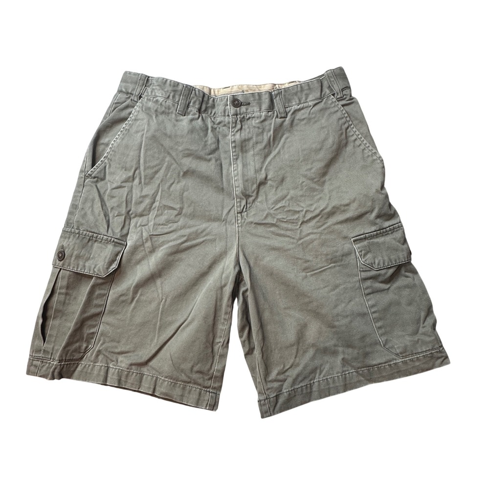 Geoffrey Beene Cargo Shorts Mens 32 Olive Green Cotton Casual Outdoor Utility